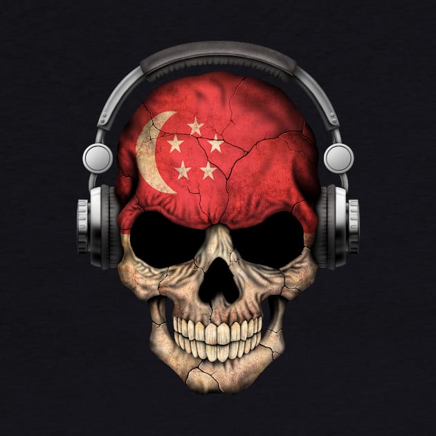 Dark Skull Deejay with Singapore Flag by jeffbartels